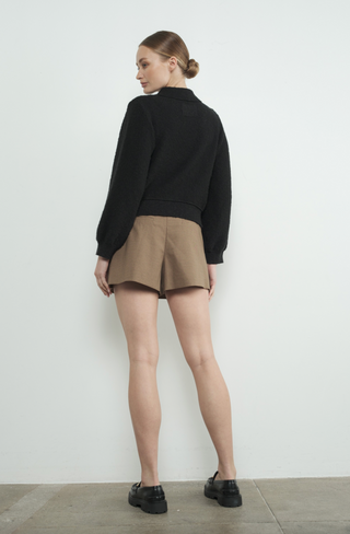 Collared Button Cardigan, Black *final sale