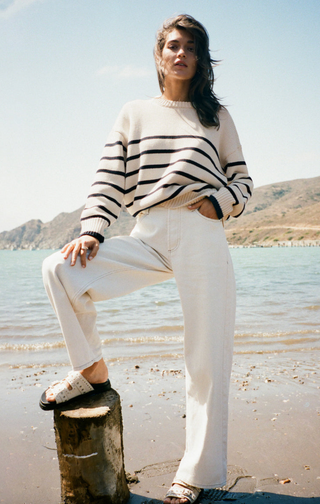Boyfriend Stripe Sweater, Salt by Z Supply
