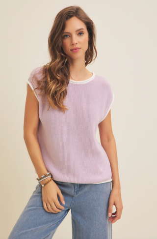 Contrast Sweater Vest, Lavender *final sale