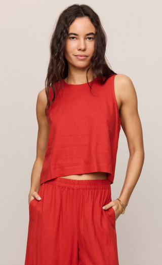Z Supply Sloane Linen Top, Chilipepper