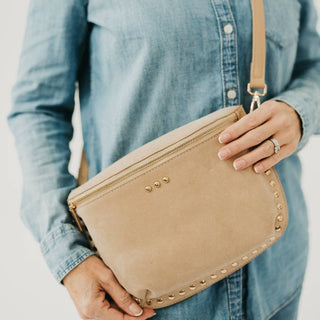 Sabrina Studded Suede Bum Bag: Camel