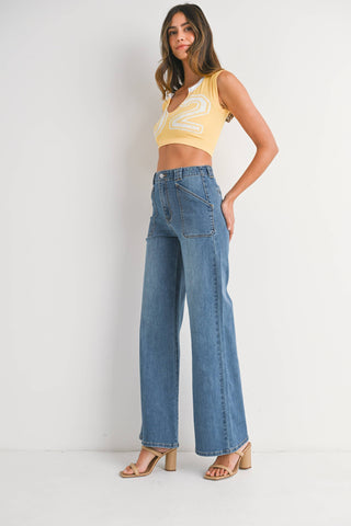 DP782 Patch Pocket Wide Leg Flare