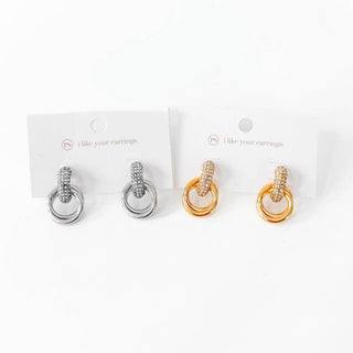 Double Hoop Diamond Earrings : Gold