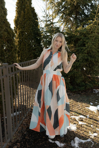 Abstract Color Maxi Dress - The Red Thread Boutique
