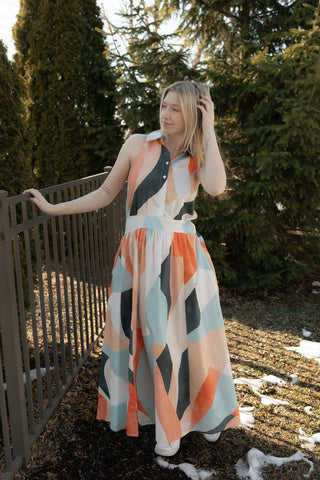 Abstract Color Maxi Dress - The Red Thread Boutique