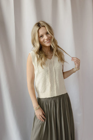 Alba Knit Tank, Ivory - The Red Thread Boutique