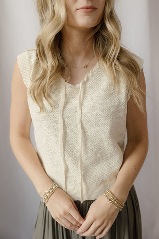 Alba Knit Tank, Ivory - The Red Thread Boutique