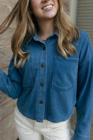 All Day Cropped Knit Denim Jacket, Vtg Indigo by Z Supply *final sale - The Red Thread Boutique