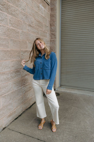 All Day Cropped Knit Denim Jacket, Vtg Indigo by Z Supply *final sale - The Red Thread Boutique