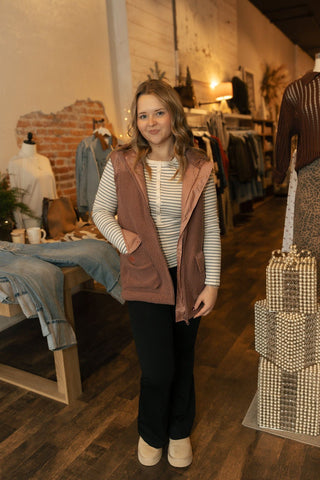 Alpine Fleece Zip Up Hooded Vest - The Red Thread Boutique