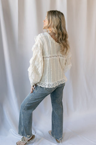 Amber Ruffle Lace Top, Natural - The Red Thread Boutique