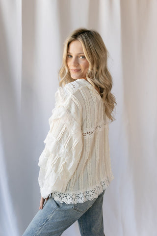 Amber Ruffle Lace Top, Natural - The Red Thread Boutique