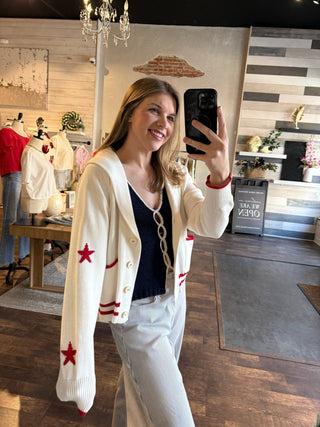 Americana Bow Sweater Cardigan - The Red Thread Boutique