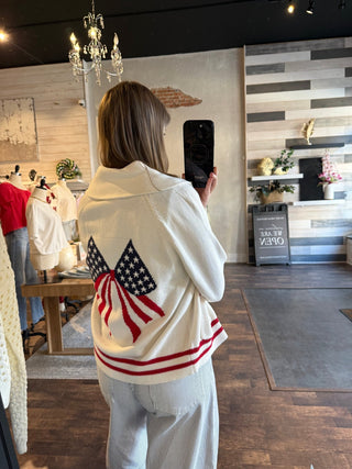 Americana Bow Sweater Cardigan - The Red Thread Boutique