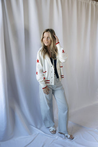 Americana Bow Sweater Cardigan - The Red Thread Boutique