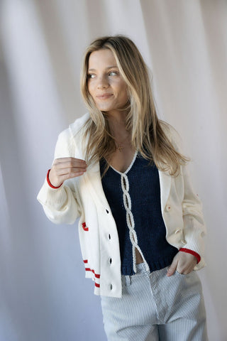 Americana Bow Sweater Cardigan - The Red Thread Boutique