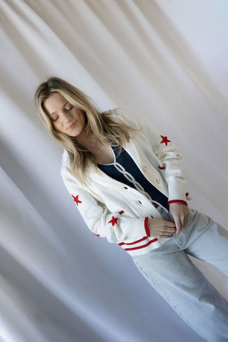 Americana Bow Sweater Cardigan - The Red Thread Boutique