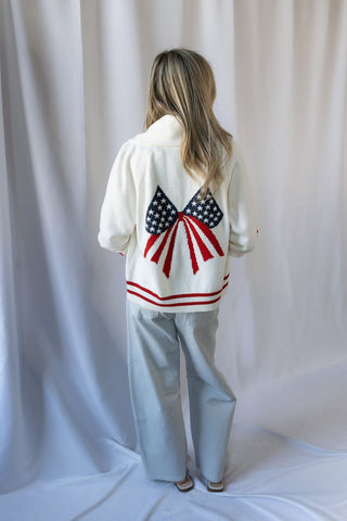 Americana Bow Sweater Cardigan - The Red Thread Boutique