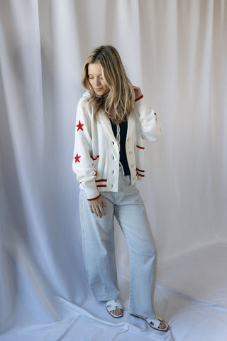 Americana Bow Sweater Cardigan - The Red Thread Boutique