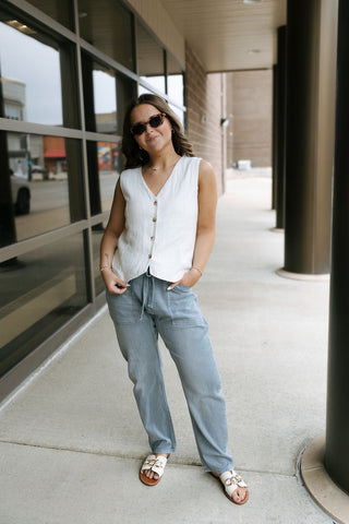 Anastasia Vest, White *final sale - The Red Thread Boutique