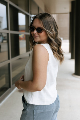 Anastasia Vest, White *final sale - The Red Thread Boutique