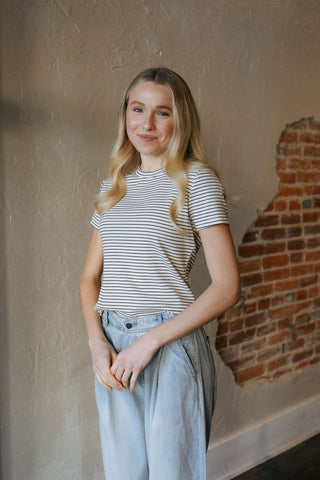 Annie Tee, Cream Black - The Red Thread Boutique