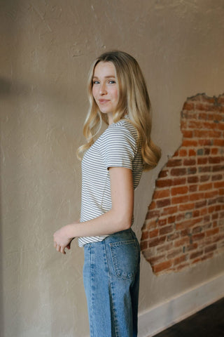 Annie Tee, Cream Navy - The Red Thread Boutique