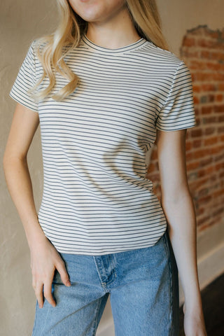 Annie Tee, Cream Navy - The Red Thread Boutique