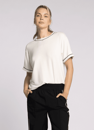 Annie Tee, Vanilla/Black *final sale* - The Red Thread Boutique
