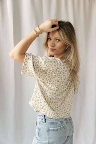 Arlo Floral Henley Tee - The Red Thread Boutique