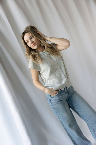 Atlas Raw Hem Cardigan, H Gray - The Red Thread Boutique