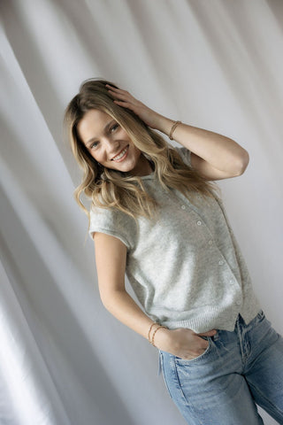 Atlas Raw Hem Cardigan, H Gray - The Red Thread Boutique