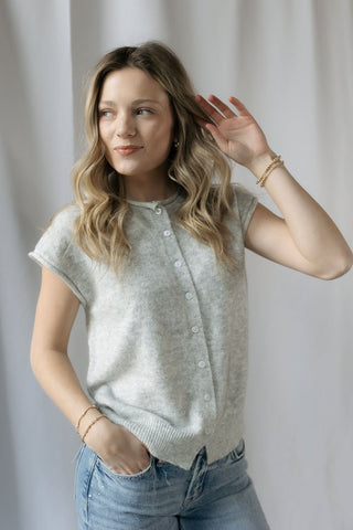 Atlas Raw Hem Cardigan, H Gray - The Red Thread Boutique