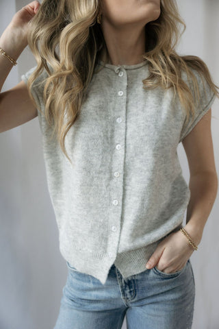 Atlas Raw Hem Cardigan, H Gray - The Red Thread Boutique