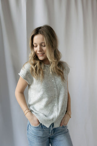 Atlas Raw Hem Cardigan, H Gray - The Red Thread Boutique