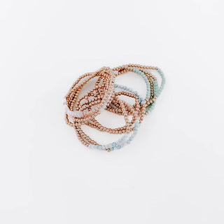 Avary Glass and Metallic Bead Bracelet: Pink - The Red Thread Boutique