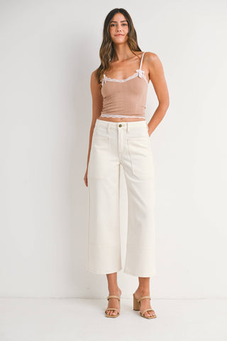 High Rise Cropped Wide Leg, Off White by JBD