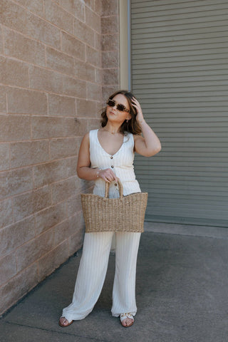 Belfort Pinstripe Vest, Flax by Z Supply *final sale - The Red Thread Boutique