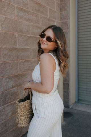 Belfort Pinstripe Vest, Flax by Z Supply *final sale - The Red Thread Boutique