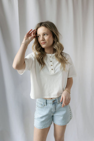 Blair Studded Denim Short - The Red Thread Boutique