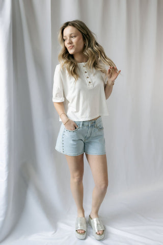 Blair Studded Denim Short - The Red Thread Boutique