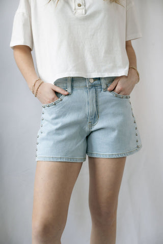 Blair Studded Denim Short - The Red Thread Boutique