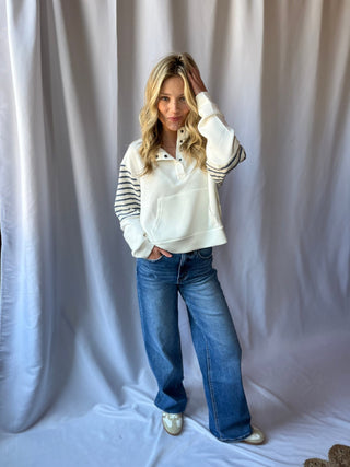 Bluebell Stripe Quarter Snap - The Red Thread Boutique
