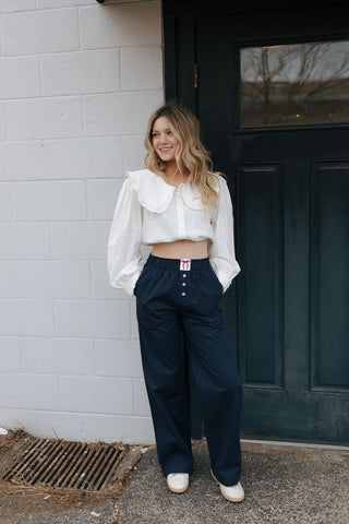 Boxer Pants, Navy *final sale - The Red Thread Boutique