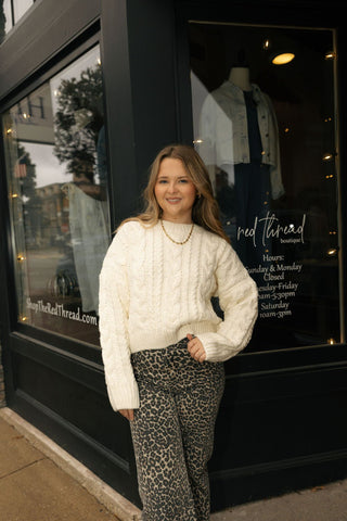 Braided Back Cable Sweater - The Red Thread Boutique