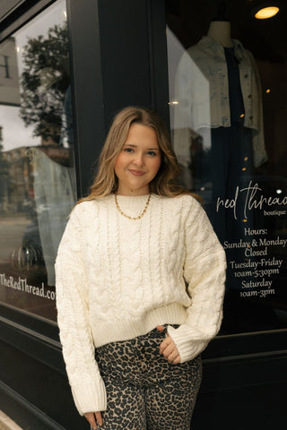 Braided Back Cable Sweater - The Red Thread Boutique