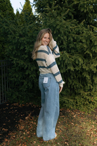 Broadbeach Striped Sweater, Indigo by Z Supply *final sale* - The Red Thread Boutique