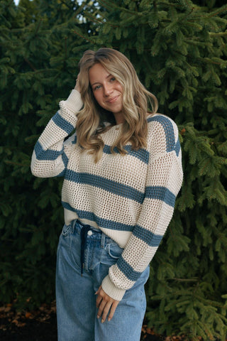 Broadbeach Striped Sweater, Indigo by Z Supply *final sale* - The Red Thread Boutique