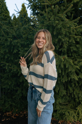 Broadbeach Striped Sweater, Indigo by Z Supply *final sale* - The Red Thread Boutique