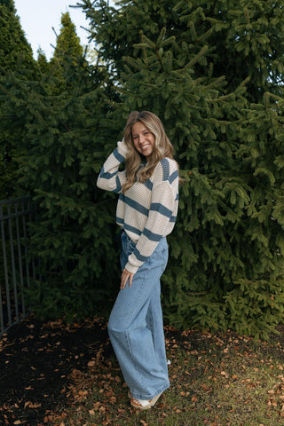 Broadbeach Striped Sweater, Indigo by Z Supply *final sale* - The Red Thread Boutique